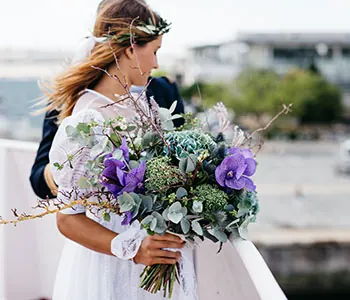 A bride holding a bouquet