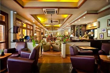 A hotel business lounge